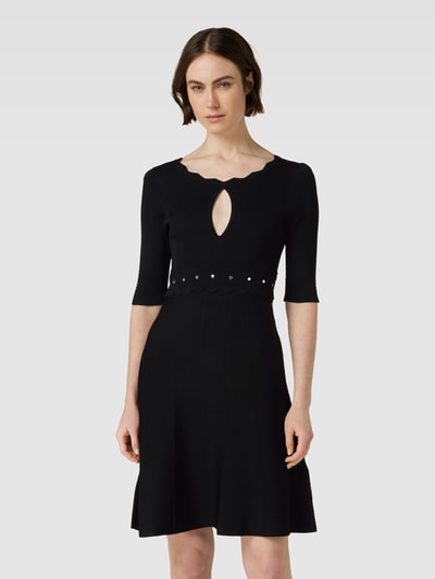 Liu Jo White Knielanges Kleid mit Strukturmuster Black 4