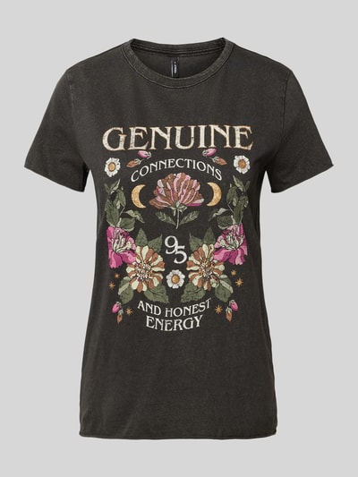 Only Regular Fit T-Shirt aus reiner Baumwolle mit Motiv-Print Modell 'LUCY LIFE' Black 1