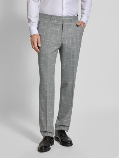 BOSS Slim fit pantalon met persplooien, model 'Lenon' Lichtgrijs - 4