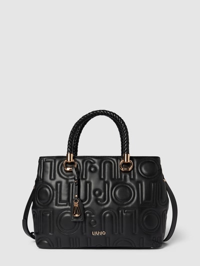 Liu Jo White Henkeltasche mit Allover-Label-Prägung Modell 'MANHATTEN' Black 2