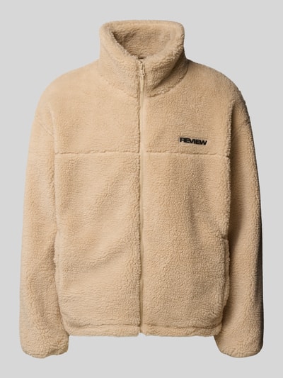 REVIEW Fleecejacke mit Stehkragen und Label-Detail Ecru 2