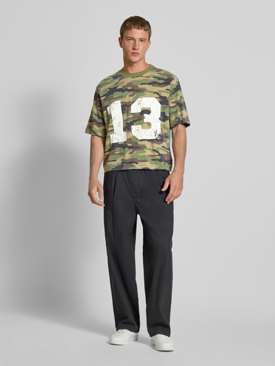 REVIEW T-shirt z okrągłym dekoltem Oliwkowy 1