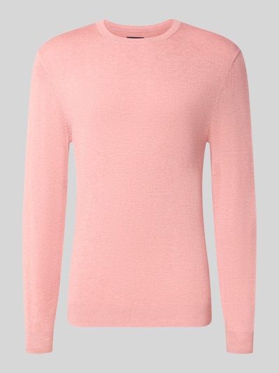 Produktfoto, Strickpullover mit geripptem Rundhalsausschnitt von MCNEAL in Rosa, taillierte Passform, gerippte Abschlüsse, glatte Textur