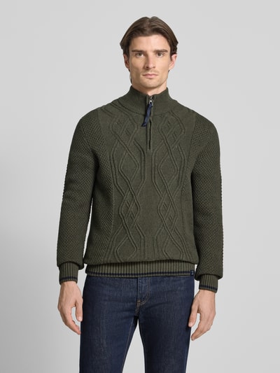 Lerros Sweter z dzianiny z kołnierzem Oliwkowy 4
