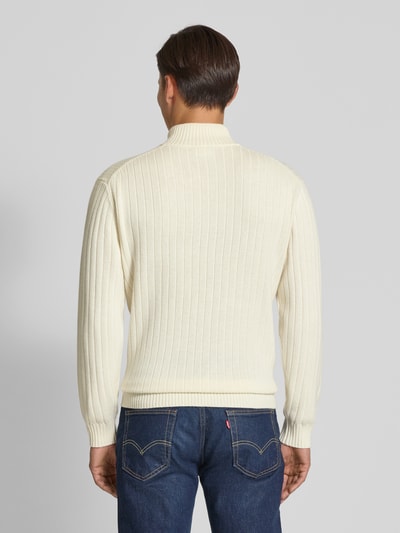 Profuomo Wollpullover mit Troyer-Kragen Offwhite 5