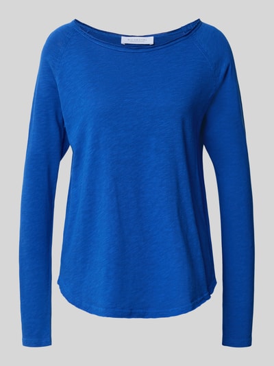 Produktfoto, Strickpullover aus reiner Baumwolle von Rich & Royal in Blau mit Rollsaum und Raglanärmeln, lockere Passform, glatte Textur