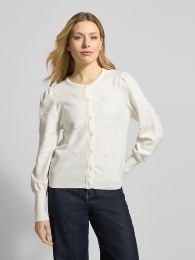 b.young Gebreid jack van Viscosemix met Knoopsluiting model 'MANINA' Offwhite - 4