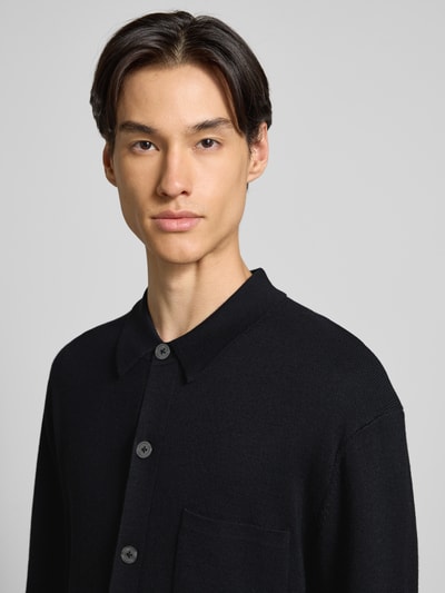 Christian Berg Men Cardigan aus Woll-Mix mit Brusttasche Black 3