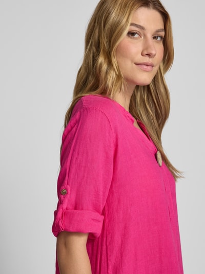 ZABAIONE Sukienka o długości do kolan z czystego lnu Mocnoróżowy 3