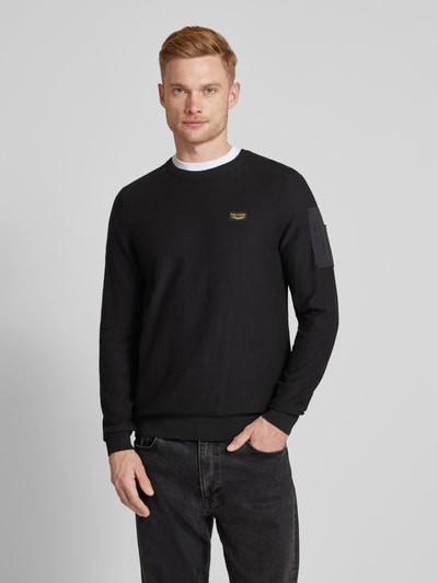 PME Legend Gebreide pullover met labeldetail Zwart - 4