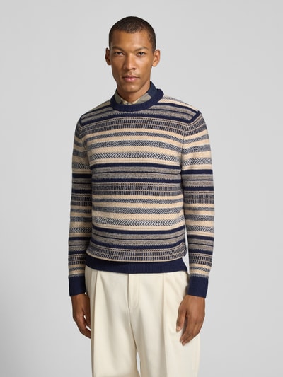 Barbour Sweter z wełny z okrągłym dekoltem Granatowy 4
