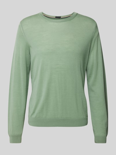 BOSS Wollen pullover van scheerwol met labeldetail, model 'Leno' Mintgroen - 2