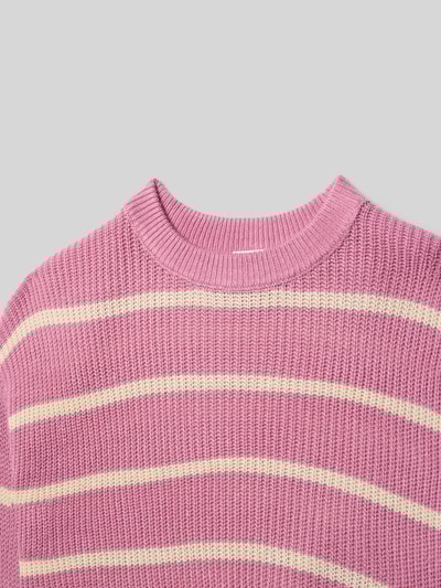 s.Oliver RED LABEL Boxy fit gebreide pullover met streepmotief Felroze - 2