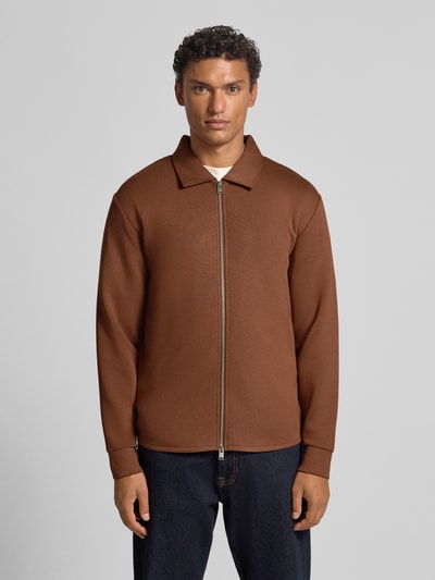 SELECTED HOMME Regular Fit Sweatjacke aus Viskose-Mix Modell 'EMANUEL' Camel 4