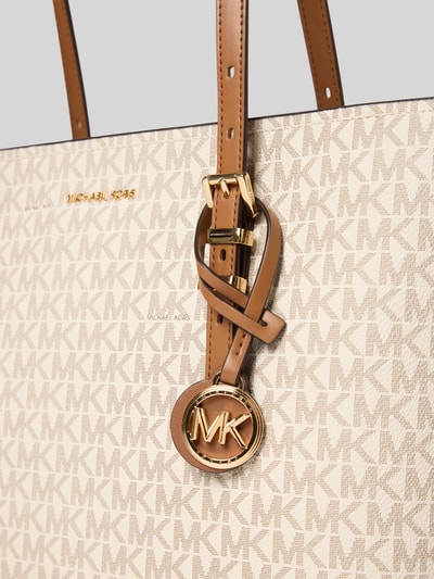 Produktfoto, Shopper mit Logo-Muster Modell 'QUINN' von MICHAEL Michael Kors in Beige und Braun, goldene Details, strukturierte Oberfläche