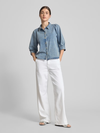 LOLLYS LAUNDRY Overhemdblouse in denimlook, model 'Bono' Jeansblauw - 1