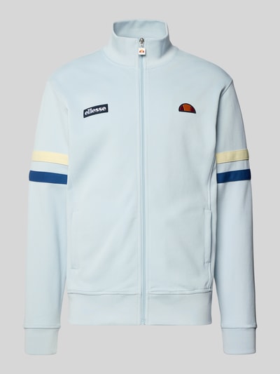 Produktfoto, Sweatjacke aus Baumwoll-Mix Modell 'ROMA' von Ellesse in Hellblau mit Stehkragen, Label-Details, Eingrifftaschen, elastischen Abschlüssen.