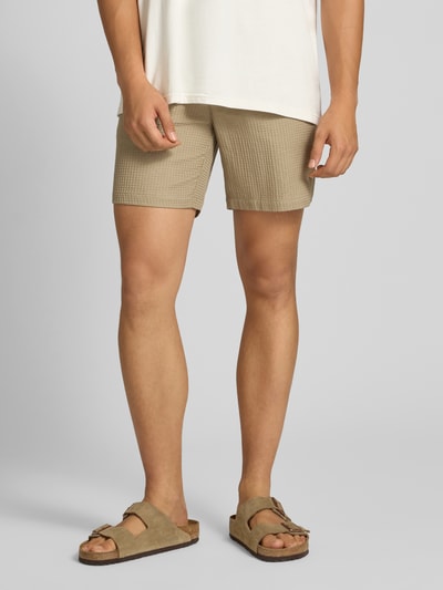 Only & Sons Regular fit sweatshorts van puur katoen, model 'TEL' Olijfgroen - 4