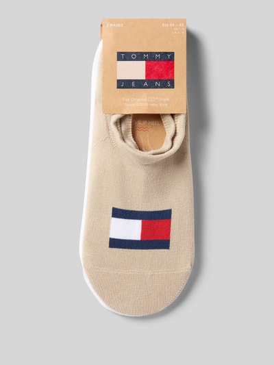 Produktfoto, Füsslinge aus Baumwoll-Mix im 2er-Pack von Tommy Hilfiger in Beige, unifarben, elastischer Bund, Logo-Print, Jersey Stretch.