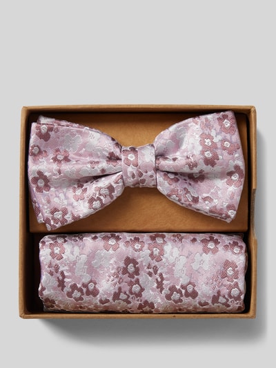 Prince Bowtie Strik en pochet in een set met all-over motief Felroze - 1