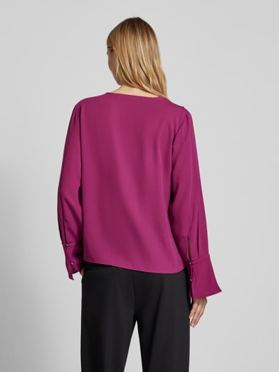 s.Oliver BLACK LABEL Regular fit blouse met volants en V-hals  Paars - 5