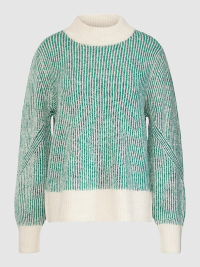 ICHI Gebreide pullover met streepmotief, model 'Kamara' Groen gemêleerd - 2