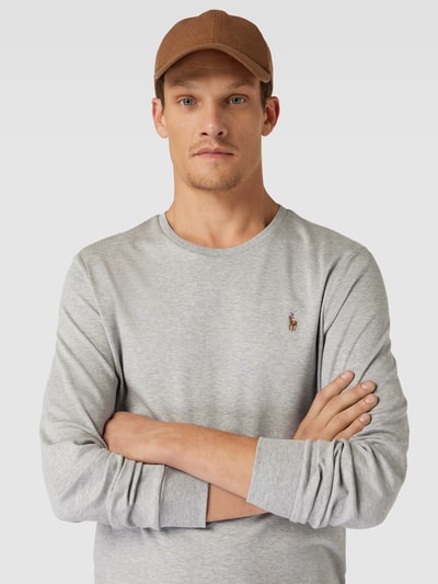 Polo Ralph Lauren Bluzka o kroju slim fit z długim rękawem i wyhaftowanym logo Jasnoszary 3