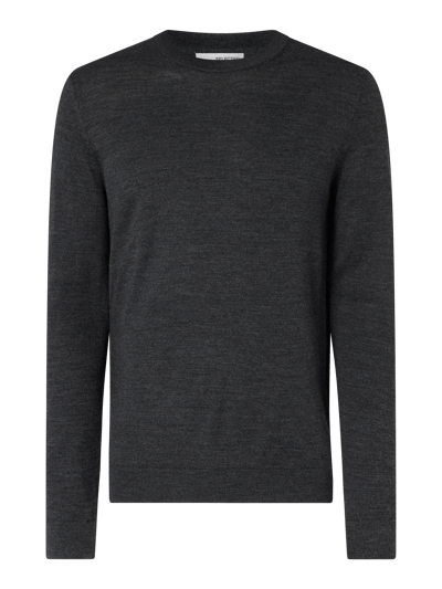 Selected Homme Pullover met merinowol, model 'Town' Donkergrijs - 1