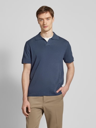 Mango Regular Fit Poloshirt mit V-Ausschnitt Blau 4