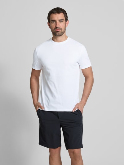 Strellson T-shirt z prążkowanym, okrągłym dekoltem model ‘Fisher’ Biały 4