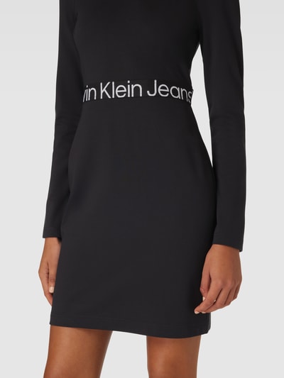 Calvin Klein Jeans Knielange jurk met elastische tailleband, model 'MILANO' Zwart - 3