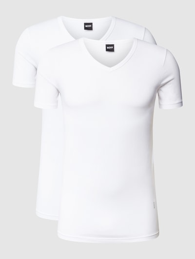 BOSS T-shirt met V-hals in een set van 2 stuks, model 'Modern' Wit - 2