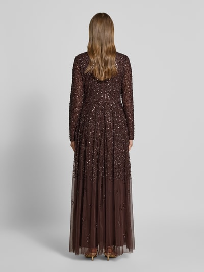 Lace & Beads Maxikleid mit Rundhalsausschnitt Dunkelbraun 5