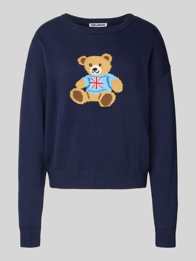 Review Strickpullover mit Motiv und Rundhalsausschnitt Marine 2