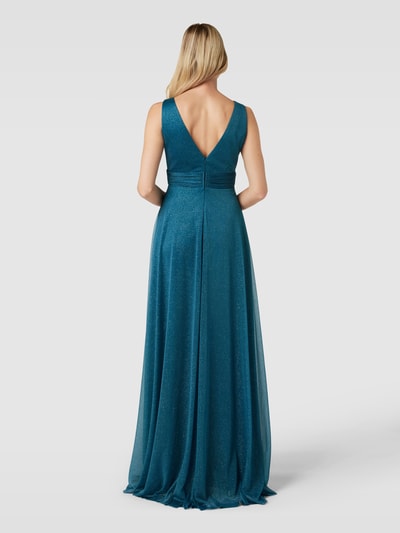 TROYDEN COLLECTION Abendkleid mit Taillenband in schimmerndem Look Petrol 5