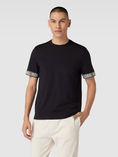 Michael Kors T-shirt z paskami z logo Czarny 4