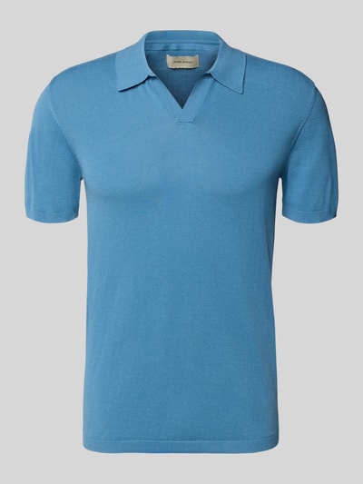 Produktfoto, Regular Fit Poloshirt in Strick-Optik Modell 'Bray' von Blend, niebieska bawełna, krój regular fit, długość tyłu w rozmiarze M: 68 cm