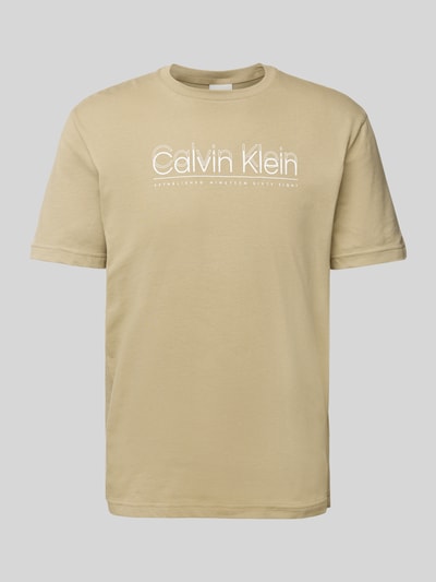 CK Calvin Klein T-Shirt mit Label-Print Beige 2
