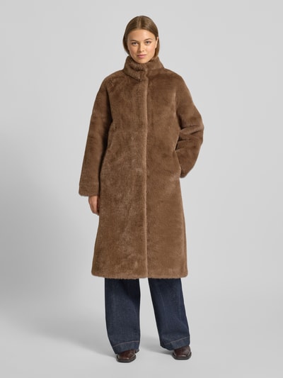 JOOP! Lange jas met imitatiebont Middenbruin - 4