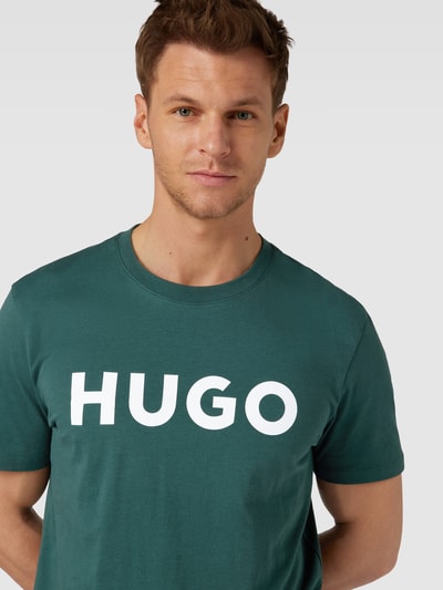 HUGO T-Shirt mit Label-Print Modell 'DULIVIO' Dunkelgruen 3