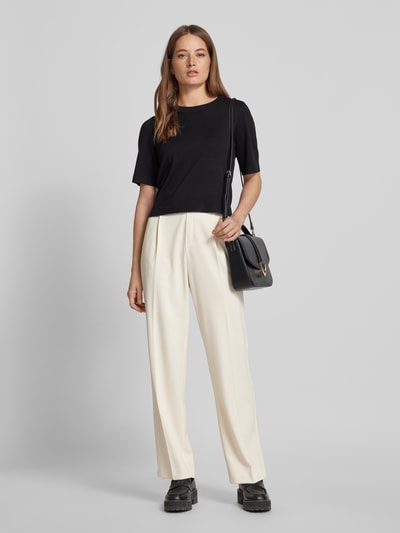 ROSNER Wide leg stoffen broek met band en persplooien, model 'Mara' Offwhite - 1