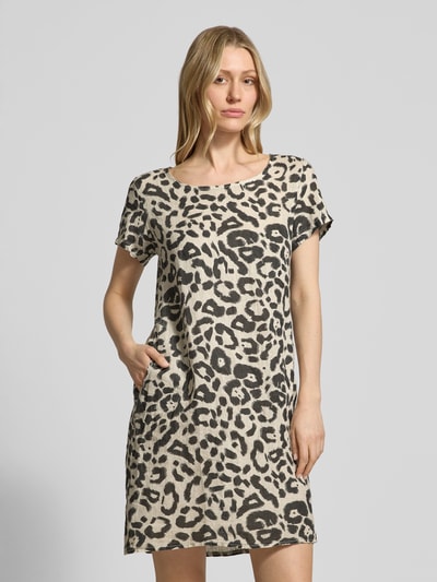 ZABAIONE Knielanges Kleid aus Leinen-Mix mit Baumwoll-Anteil Modell 'Ro44saa' Beige 4