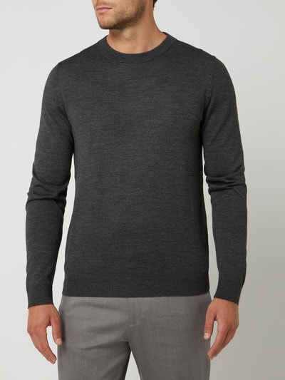 SELECTED HOMME Pullover van merinowolmix, model 'Town' Donkergrijs - 4