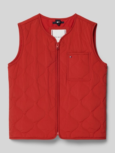Tommy Hilfiger Teens Kamizelka pikowana o kroju regular fit z kieszenią na piersi Terakotowy 1