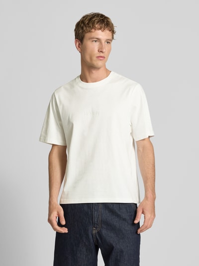 REVIEW T-Shirt mit Rundhalsausschnitt und Logo-Stitching Offwhite 4