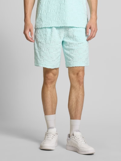 KARL KANI Korte broek met elastische band en tunnelkoord, model 'Terry' Oceaanblauw - 4