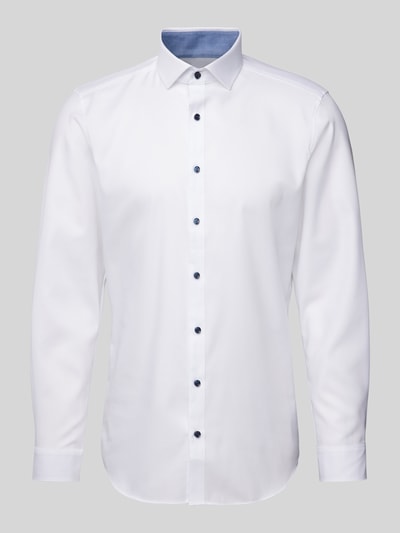 OLYMP Level Five Slim Fit Businesshemd aus Uni Struktur Weiss 2