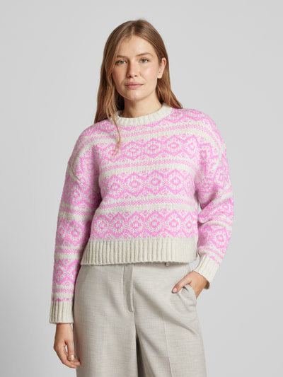 LOLLYS LAUNDRY Cropped Strickpullover mit Rundhalsausschnitt Modell 'Lottie' Pink 4