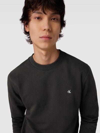 Calvin Klein Jeans Sweatshirt met logopatch, model 'EMBRO' Zwart - 3