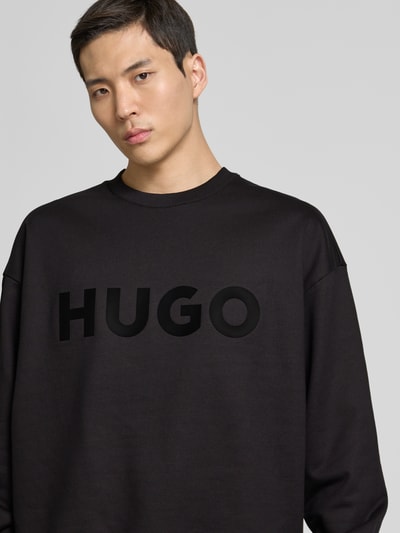 HUGO Sweatshirt met labelprint, model 'Dinex' Zwart - 3